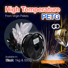 Load image into Gallery viewer, Half-Spool Black: High Temperature Virgin PET-G  (The Ultimate Carbon Footprint Reduction: Formulated to melt in the PET recycle stream!)