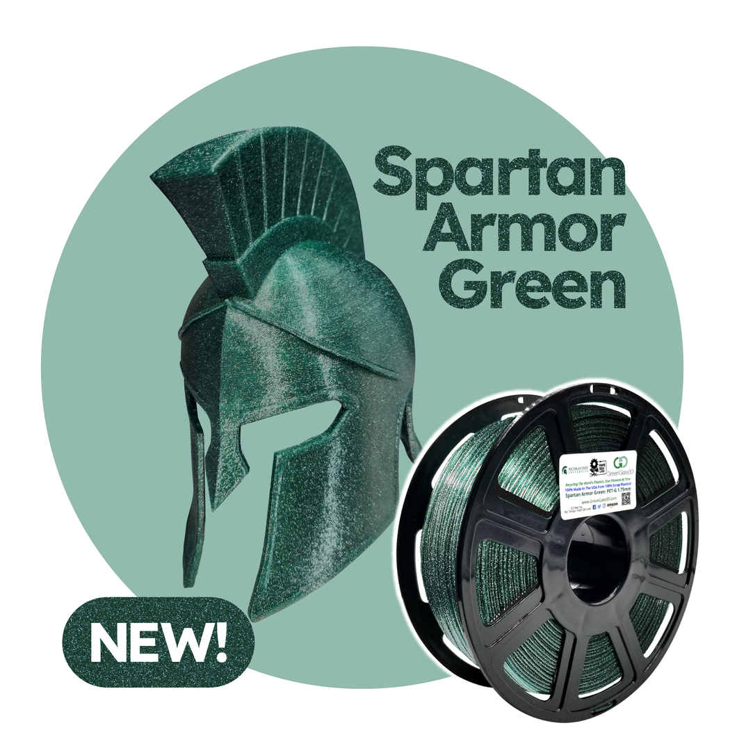 Spartan Armor Green: Recycled PET-G with ✨️S✨️P✨️A✨️R✨️K✨️L✨️E✨️S✨️ (New!) Michigan State University custom color!!!