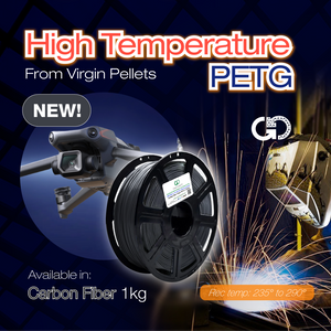 Carbon Fiber Black: High Temperature, Virgin PET-G (NEW!!!)