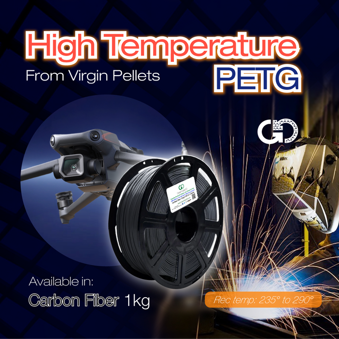 Carbon Fiber Black: High Temperature, Virgin PET-G (NEW!!!)