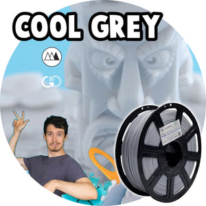 Cool Grey by Devin Montes: High Temperature, Virgin PET-G (The Ultimate Carbon Footprint Reduction: Formulated to melt in the PET recycle stream!)
